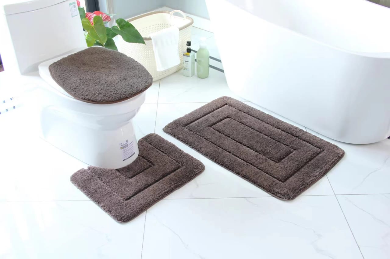 3pcs Set Soft Non-Slip Bathroom Shower Toilet Mats