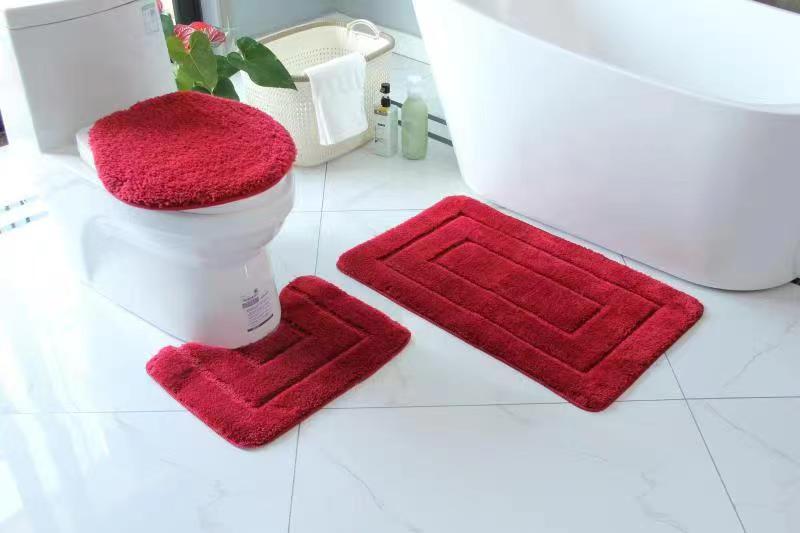3pcs Set Soft Non-Slip Bathroom Shower Toilet Mats