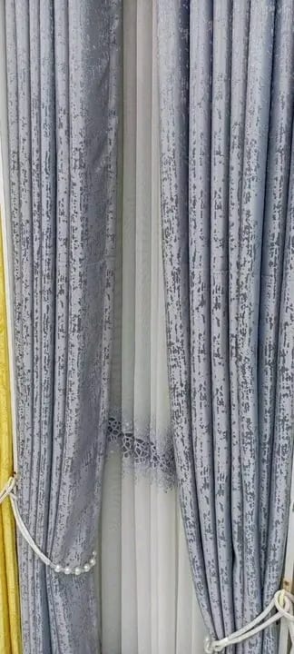 High Quality GRAY BLACKOUT CURTAINS WITH SHEERS – 3PCS Set Curtains [1.5M +1.5M] + FREE SHEER /NET for Living Room & Bedroom – Ready-Made Window & Door Drapes