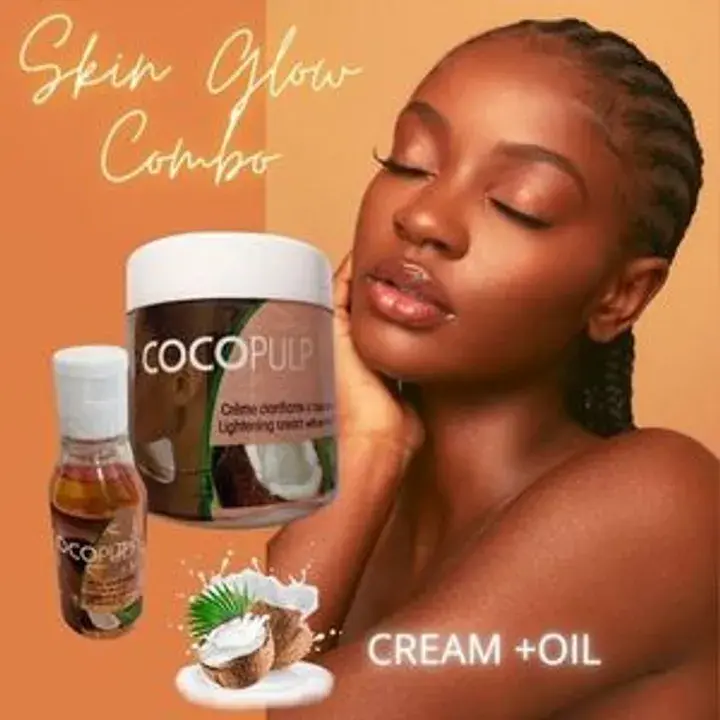 Coco pulp Moisturizing, Lightening& Brightening COMBO With Coconut Oil- Cream and Oil White as picture