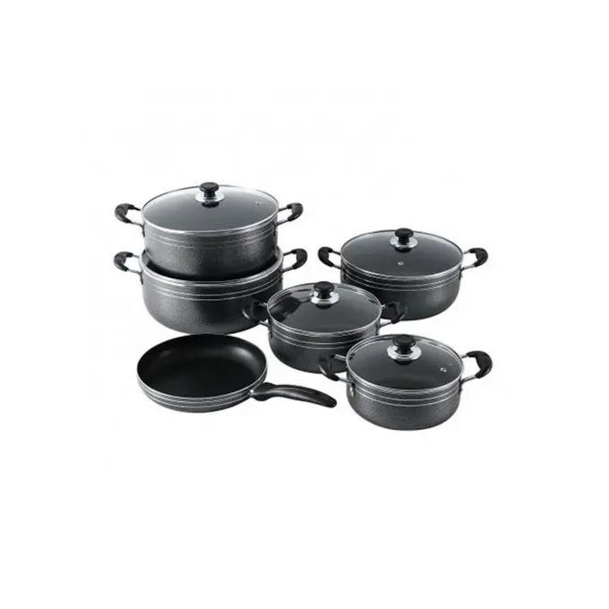 TC 14PCS Nonstick Cookware Set Cooking Pots Sufuria (20/22/24/28/30cm Pots +26cm frying pan),2 non-tick spoons,1 Pc scotch Brite