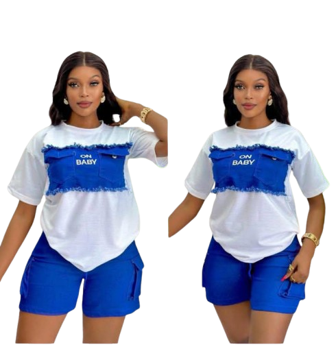 2 piece Ladies Cargo Shorts and Top