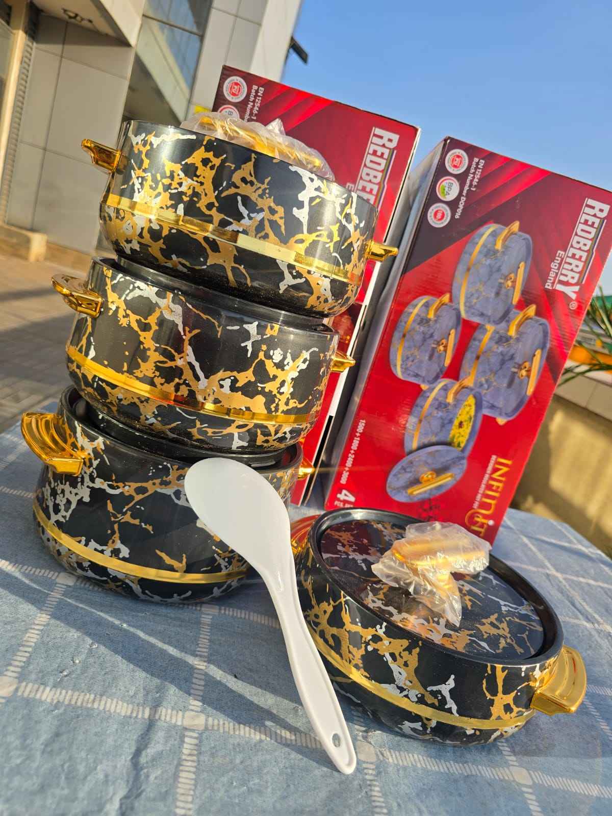 Redberry 4PCS Insulated Casserole Hotpot Set – Food Warmer & Serving Dishes (1500ML, 1800ML, 2400ML, 3000ML)