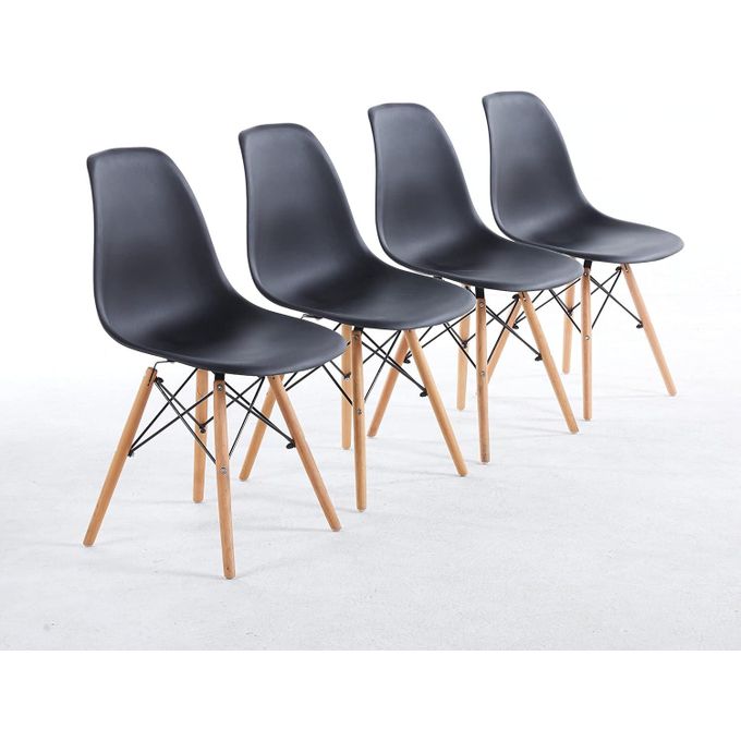 Stylish Heavy Duty Plastic Eames Chair for Home, Office & Dining-Black