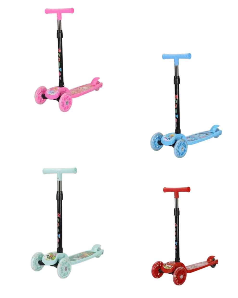 3 Wheel Kids Scooter with LED Flashing Wheels – Foldable & Height Adjustable Kick Scooter for Kids 3-12 Years, Safe 3-Wheel Children Scooter with Comfortable Handle