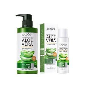 SADOER 2 In 1 Aloe Vera Face Lotions + Shower Gels Anti-age Moisturize Oil Skin Anti-inflammatory & Sooth Sunburn