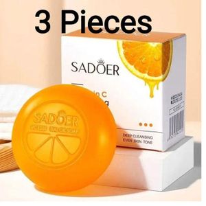 SADOER 3pcs Vitamin C Soap, Vitamin C Black Spots Whitening Soap, Removes Dirt, Whiten Black Spots, Fade Dark Marks, Brighten Skin,