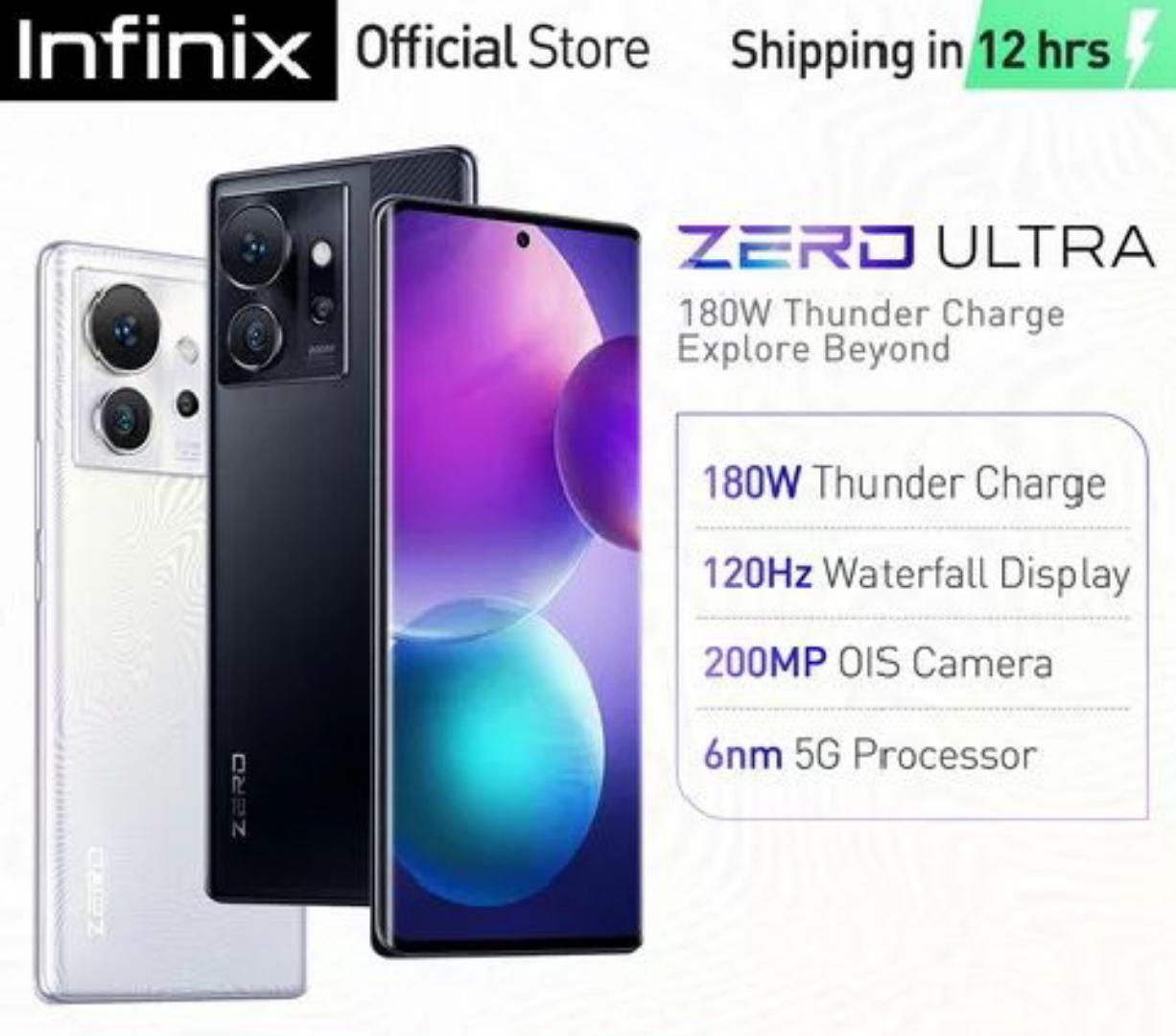 Infinix Zero Ultra 5G – 6.8″ AMOLED 120Hz, 200MP Camera, 8GB+256GB, 180W Fast Charge