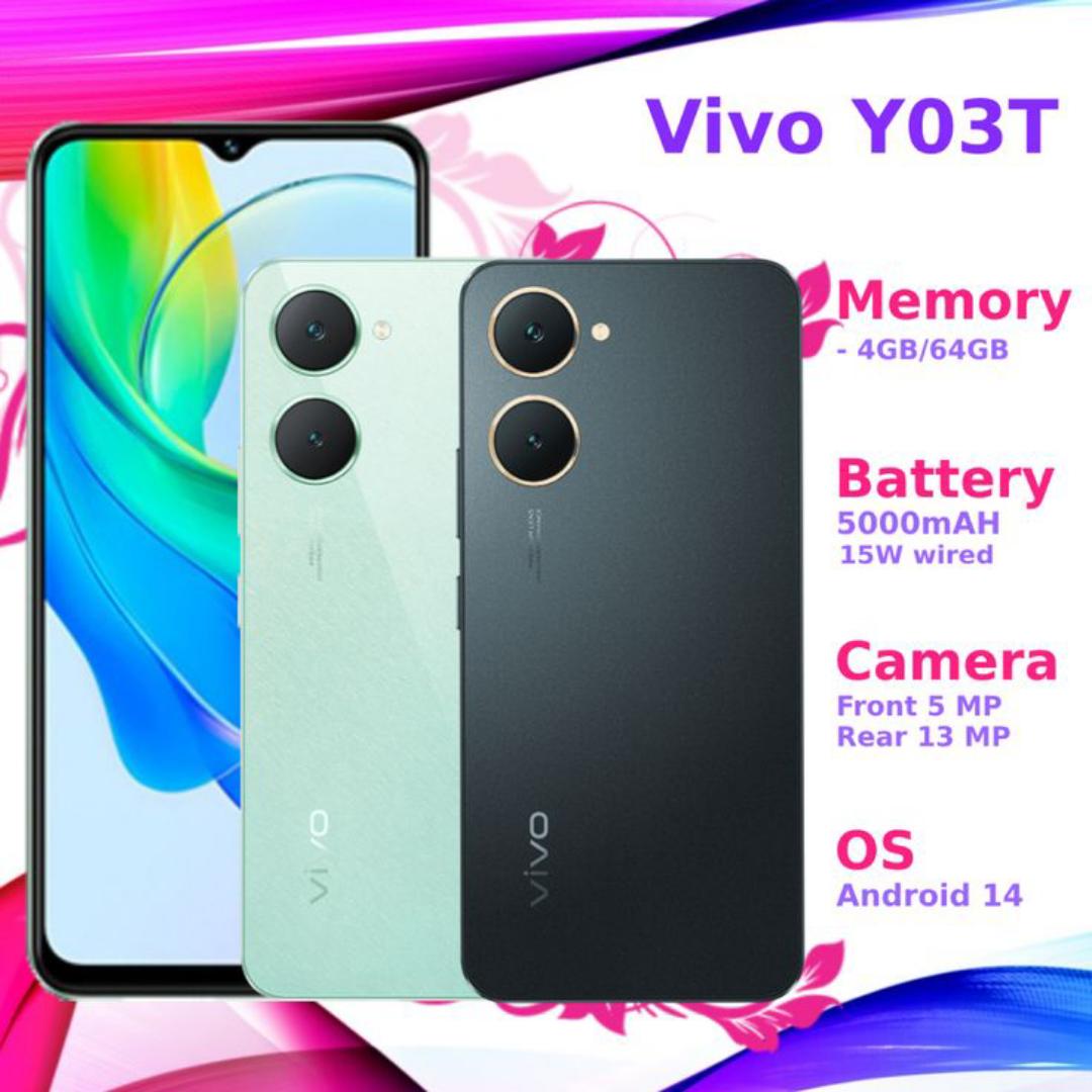 Vivo Y03 – 6.56” HD+ Display, MediaTek Helio G85, 4GB RAM, 64GB Storage