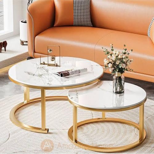 2Pcs Marble Nesting Nordic Luxury Coffee Table Marble Effect