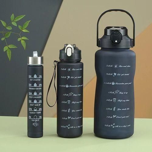 Motivational Water Bottle Set 3 in 1 Sports KipFit Leakproof Travel Pack