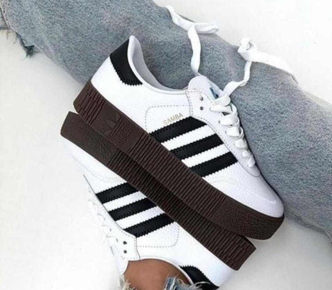 Adidas Samba White Black Double Sole Shoes  High Quality Unisex Sneakers.