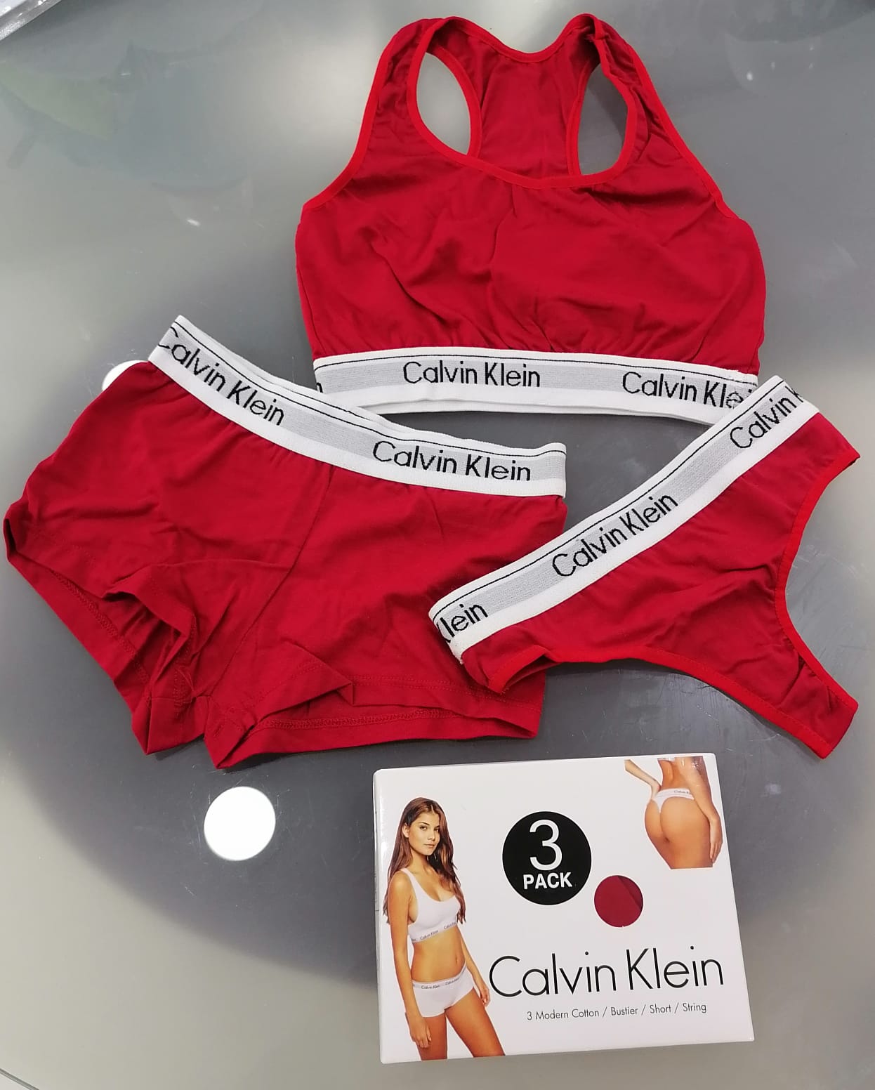 Calvin Klein 3-Piece Women's Underwear Set; Seamless Thong, Hotpant and Sportsbra - Sexy and Comfortable Ladies Briefs Lingerie
