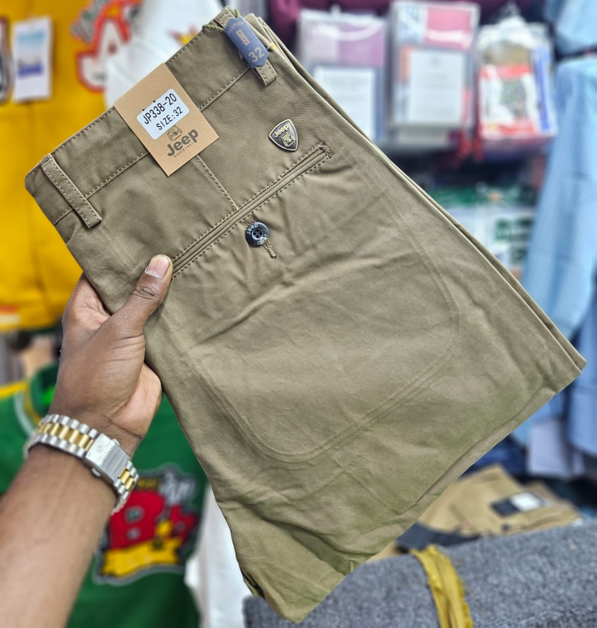 High quality hard Khaki men smart casual trousers straight slim fit smart casual casual, business and official.