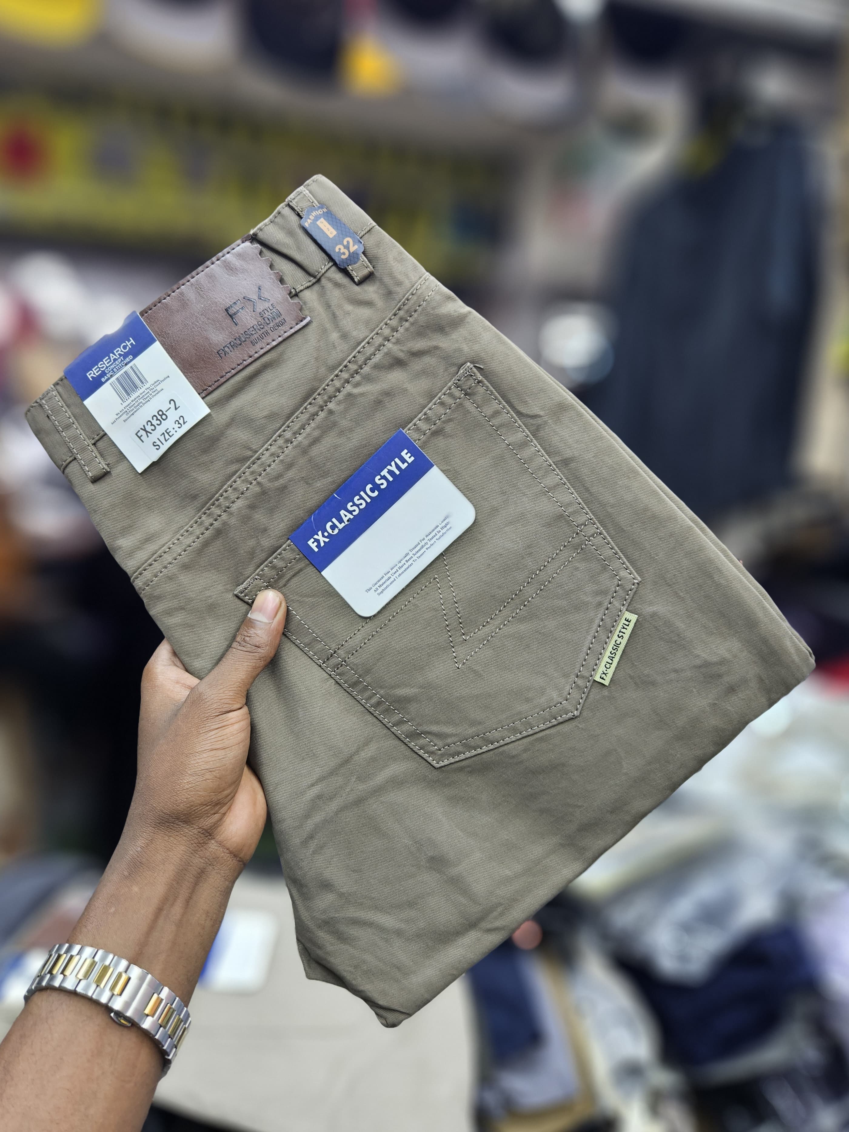 Men's Khaki FX Pants Casual Work Trouser Regular Fit Relaxed Straight Claassic Fit Hard khaki