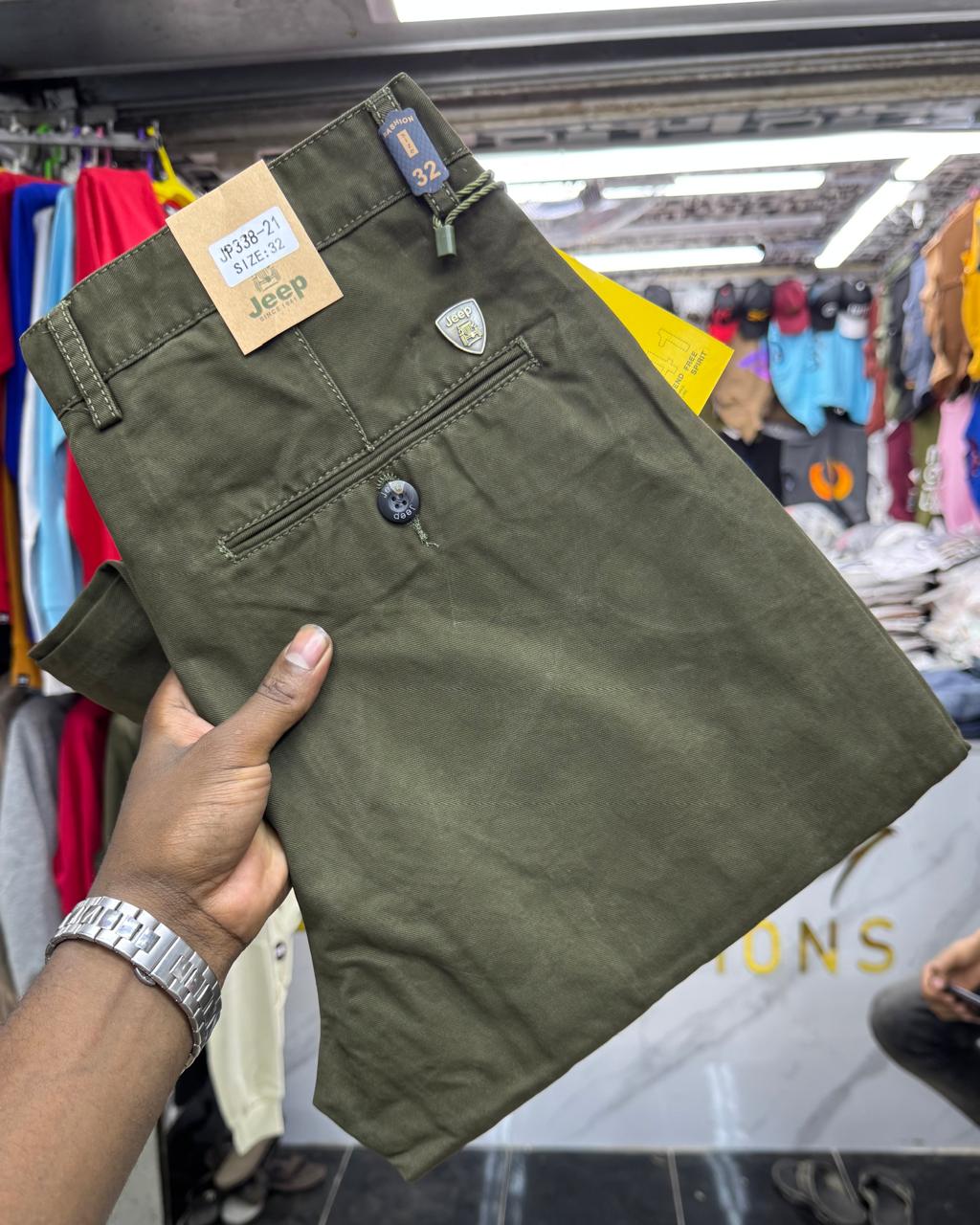 High quality hard Khaki men smart casual trousers straight slim fit smart casual casual, business and official.