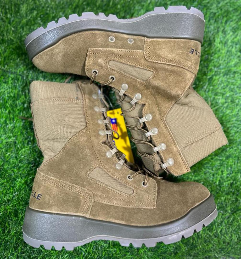 "Original Belleville Military Boots - Genuine Leather & Durable Rubber Sole for Tactical, Hiking, and Outdoor Use"