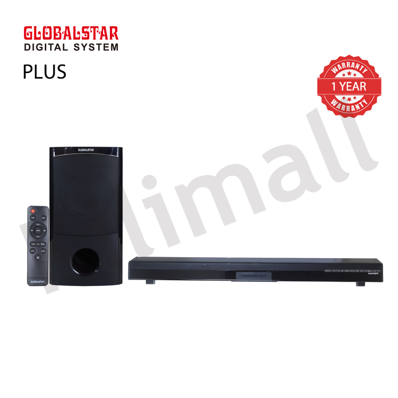 GLOBALSTAR PLUS 2.1CH Soundbar Woofer HI-FI BT Speaker Systems AC/DC Subwoofer Home Audio System 120W with Remote Control