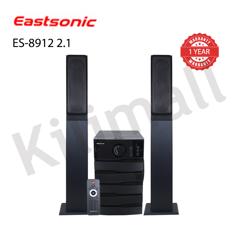 EASTSONIC ES-8912 2.1CH Multimedia Bluetooth Woofer Speaker System ES-8912 Subwoofer Soundbar BT/USB/SD/FM Subwoofer Home Audilo System Soundbar with Remote Control 8000W Black