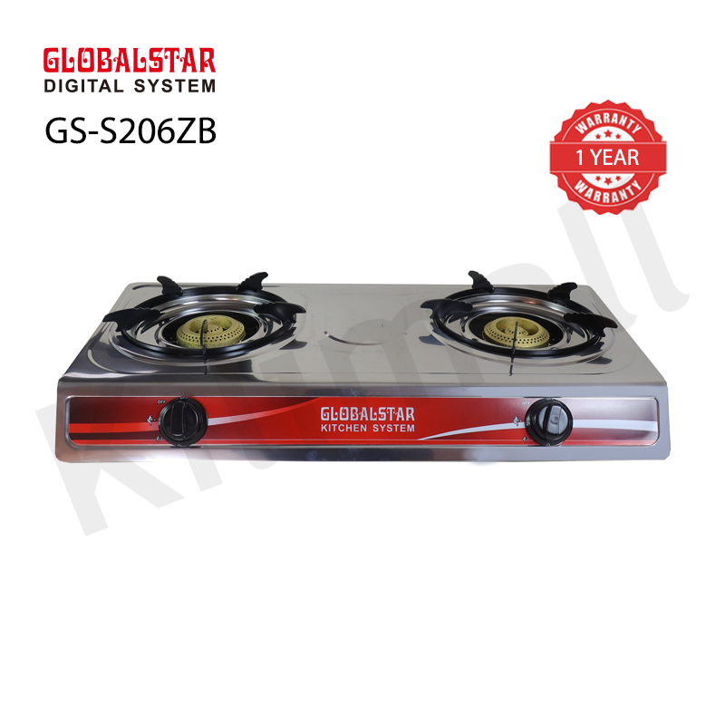 Globalstar Stainless Steel Double Burner Gas Stove GS-S206ZB