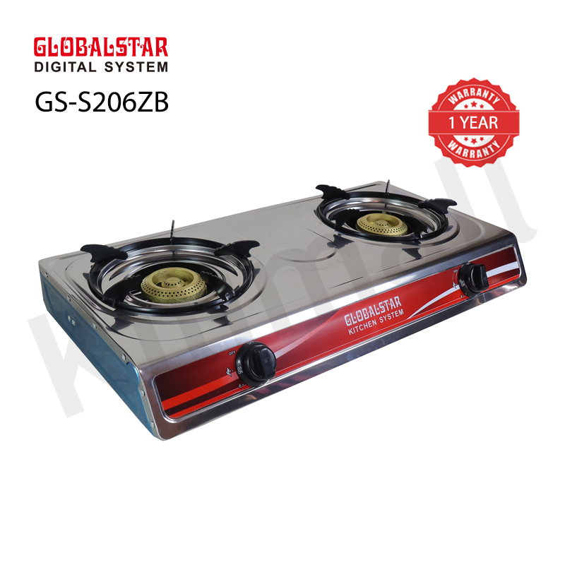 Globalstar Stainless Steel Double Burner Gas Stove GS-S206ZB
