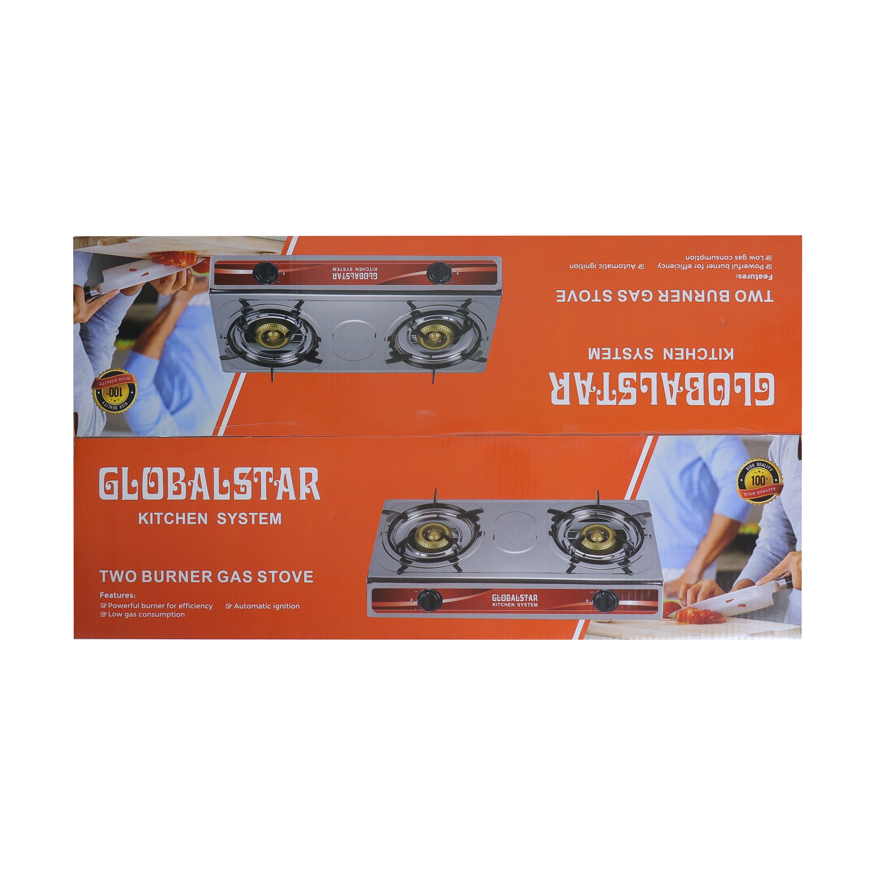 Globalstar Stainless Steel Double Burner Gas Stove GS-S206ZB
