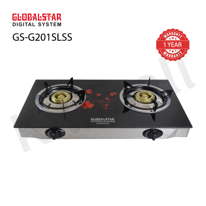 Globalstar Gas Stove 2 Burner Glass Top Cooker GS-G201SLSS