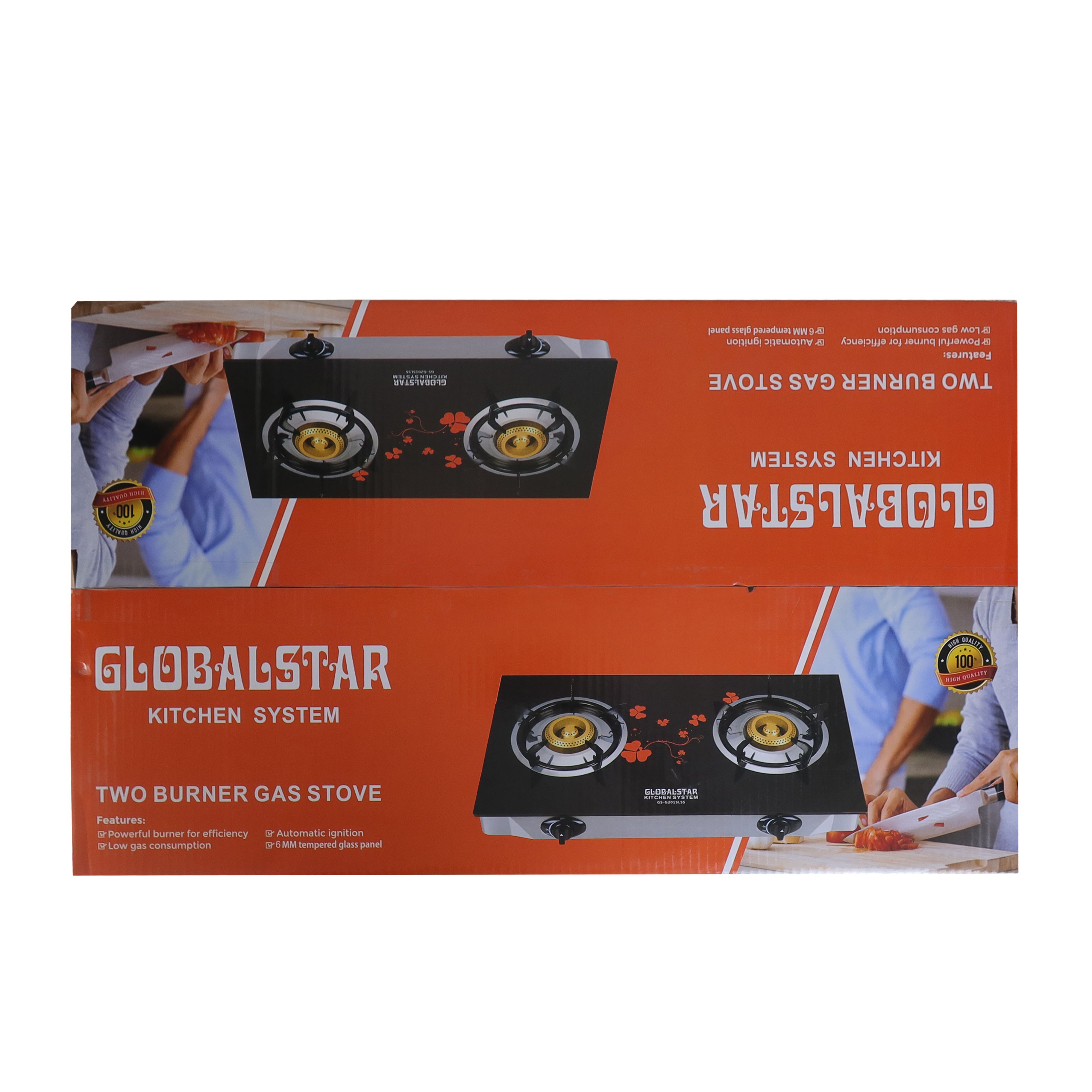 Globalstar Gas Stove 2 Burner Glass Top Cooker GS-G201SLSS