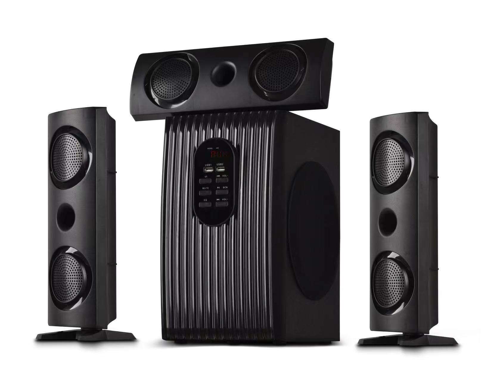 GLOBALSTAR GS-608 3.1CH Speaker, 8000W PMPO, 32W+10W*3 Output, British Plug, AC/DC, 110V - 240V, Bluetooth & FM Radio, 1-Year Warranty, Wooden Cabinet, Remote Control, Compatible Devices