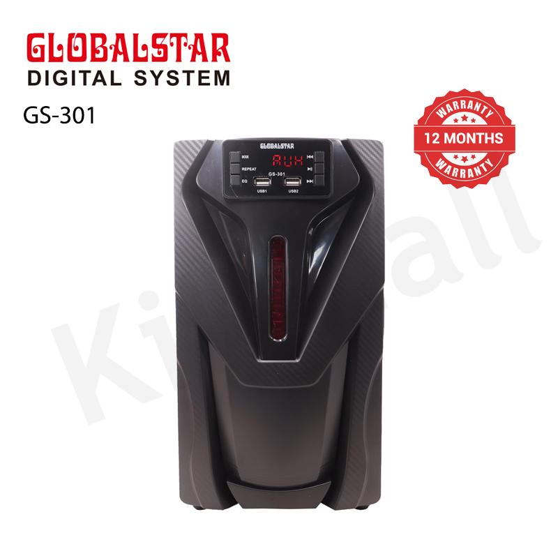 GLOBALSTAR GS-301 3.1CH Speaker, 8000W PMPO, 32W+10W*3 Output, British Plug, AC/DC, 110V - 240V, Bluetooth & FM Radio, 1-Year Warranty, Wooden Cabinet, Remote Control, Compatible Devices
