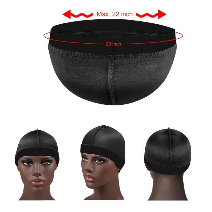 Silky Stocking Wave Cap For Men, Good Compression Over Durag (Black)