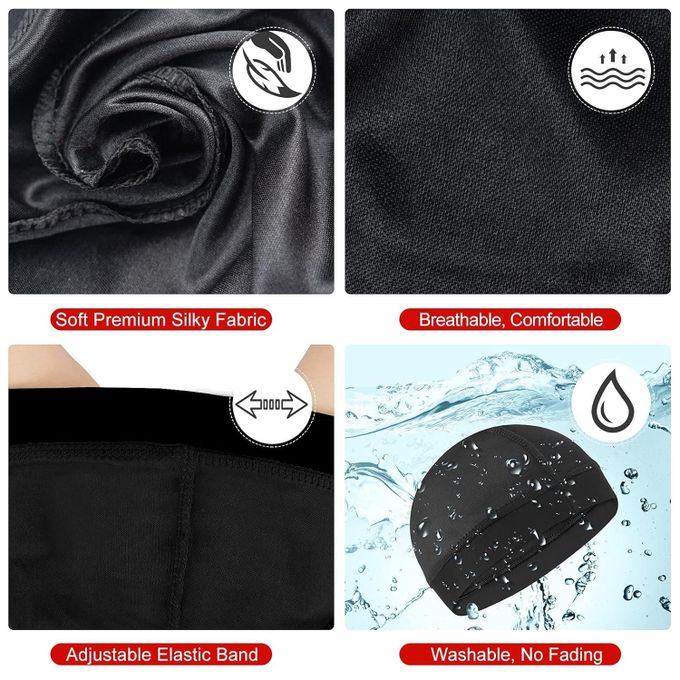 Silky Stocking Wave Cap For Men, Good Compression Over Durag (Black)