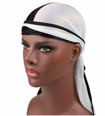 Unisex Two-Tone Silky Durag with Outside Stitching – Long Tail Du-Rag for Men & Women, Smooth Chinlon Fabric, Wide Straps, Wave Builder Cap for 360/540/720 Styles, Turban Headwear