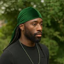 Velvet Green Durag for Men + Free Wave Cap | Premium 360 Wave Builder Kit | Moisture-Retaining Compression Cap Set for Deep Waves, Hair Protection & Style Control