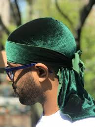 Velvet Green Durag for Men + Free Wave Cap | Premium 360 Wave Builder Kit | Moisture-Retaining Compression Cap Set for Deep Waves, Hair Protection & Style Control