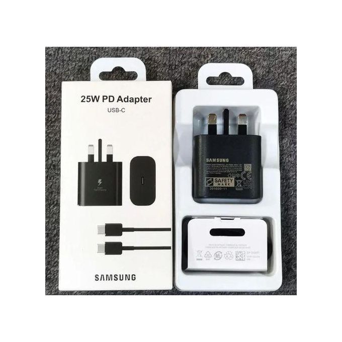Samsung 25W Super Fast Charger Adapter With Type C To C Output For Galaxy A06, A16, A26, A36, A56, A05, A05s, A14, A15, A23, A24, A25, A33, A34, A35, A53, A54, A55, A73, A74, A75