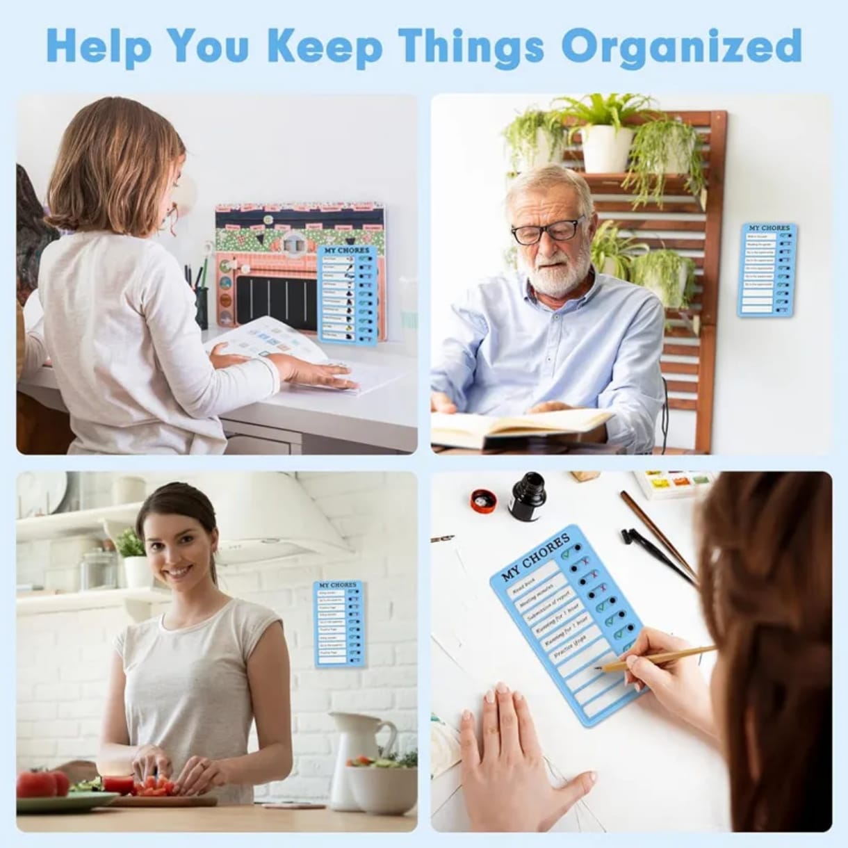 Multipurpose Daily Planner & Task Organizer - Versatile Reusable Memo to do list Checklist Board for Kids Adults + FREE Pen