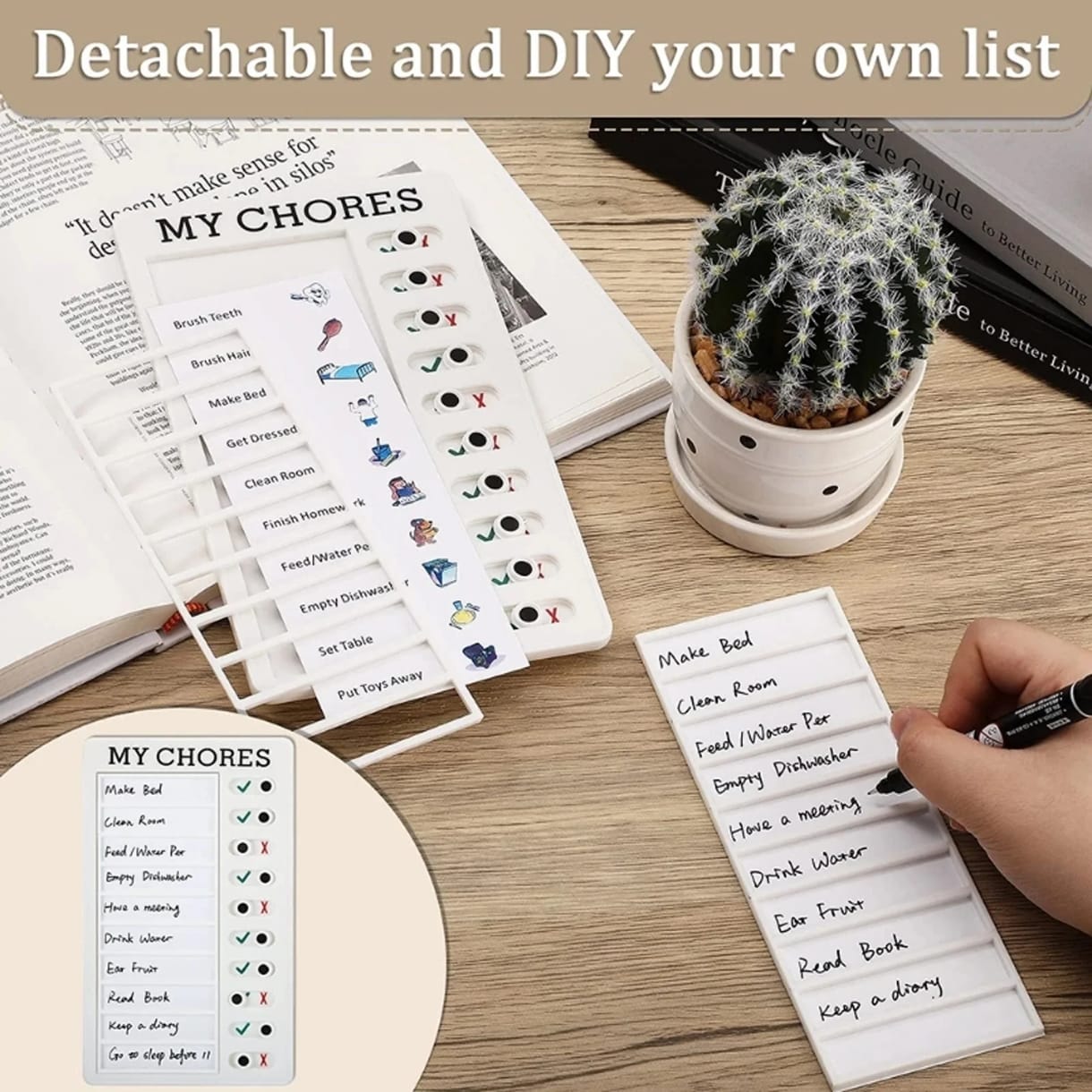 Multipurpose Daily Planner & Task Organizer - Versatile Reusable Memo to do list Checklist Board for Kids Adults + FREE Pen