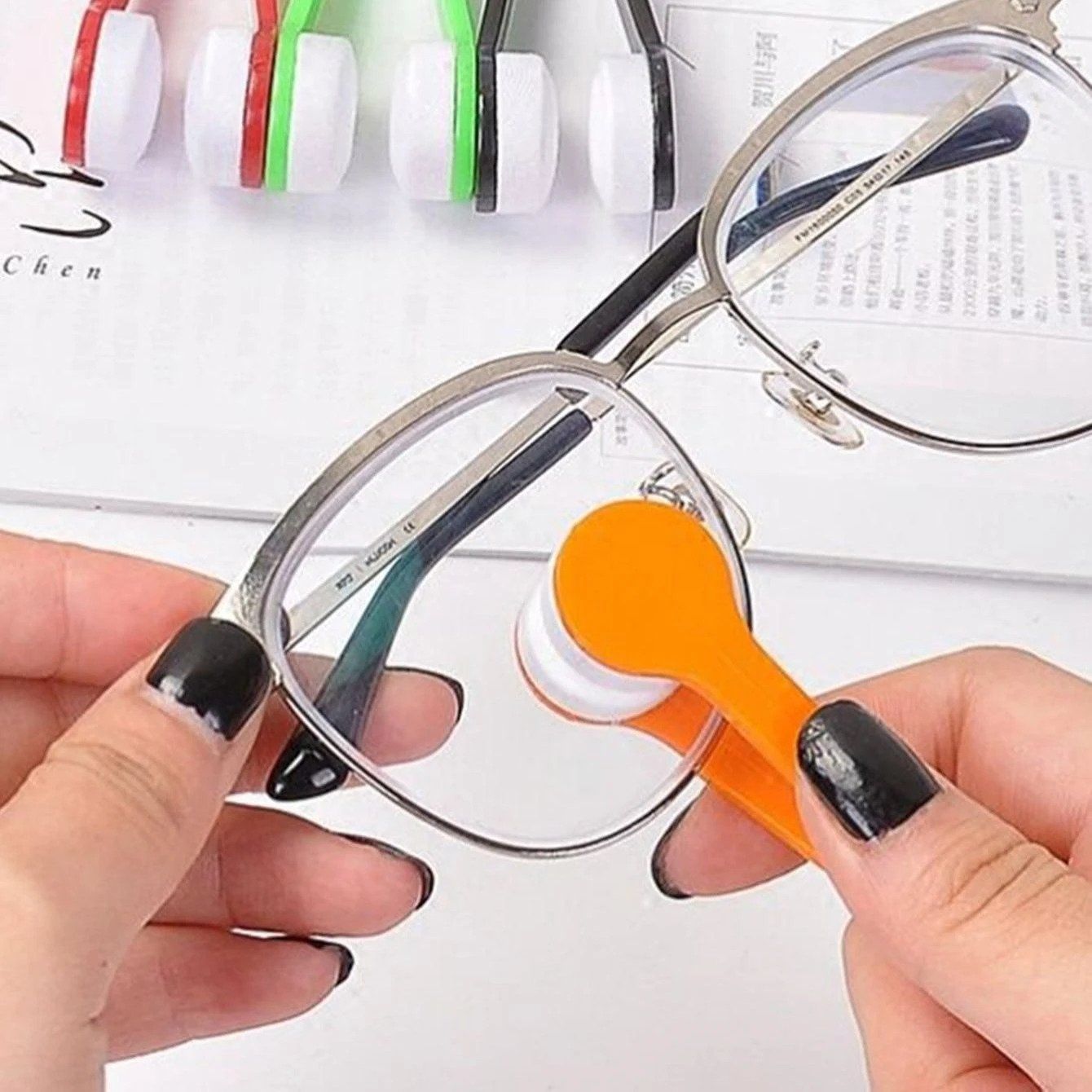 Mini dual sided eyeglass sunglasses microfiber cleaning brush