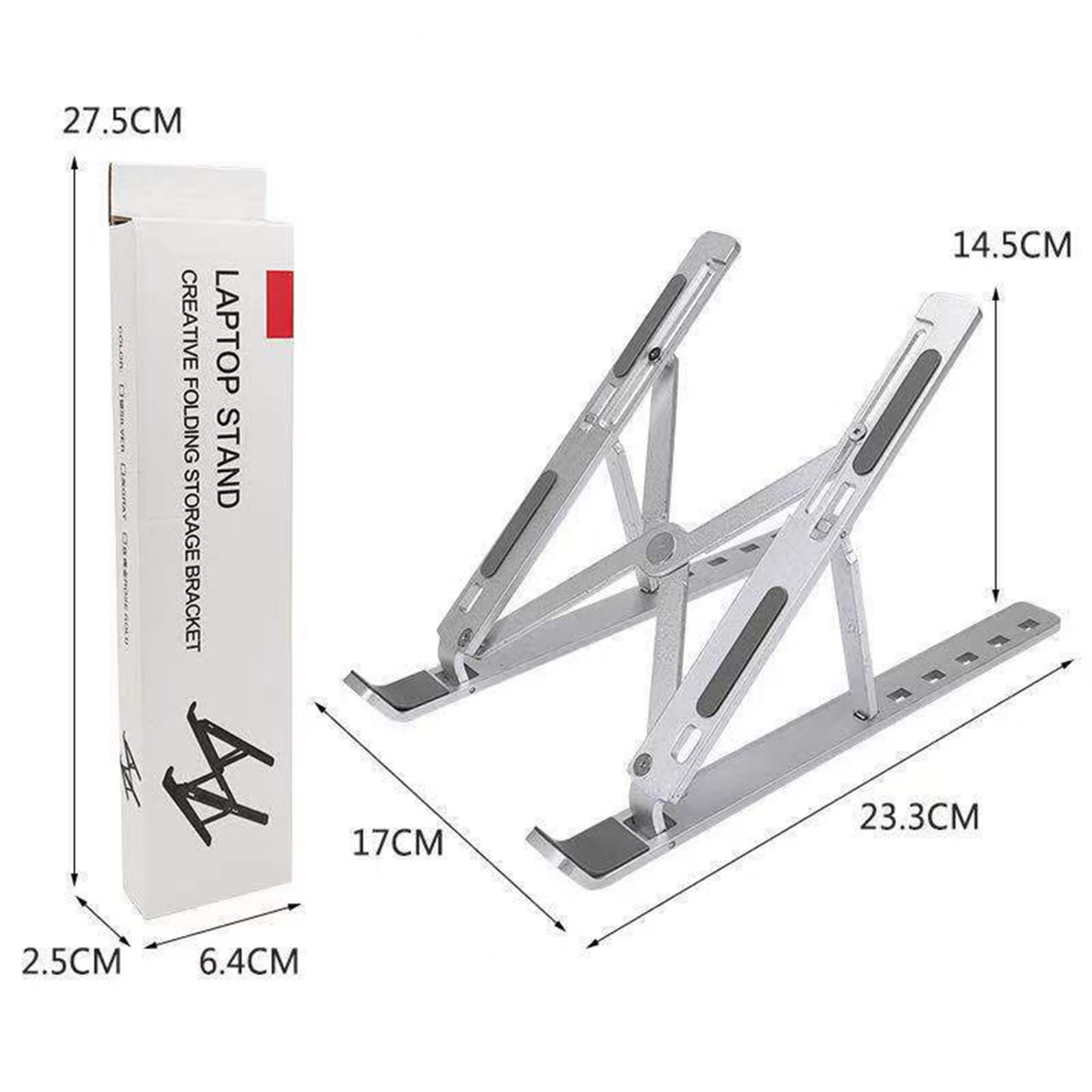 Creative foldable adjustable laptop stand bracket Can be set at 7 different angles Material - strong plastic with nonslip silicone bottom pads. all colours available Handles phones tablets and laptop