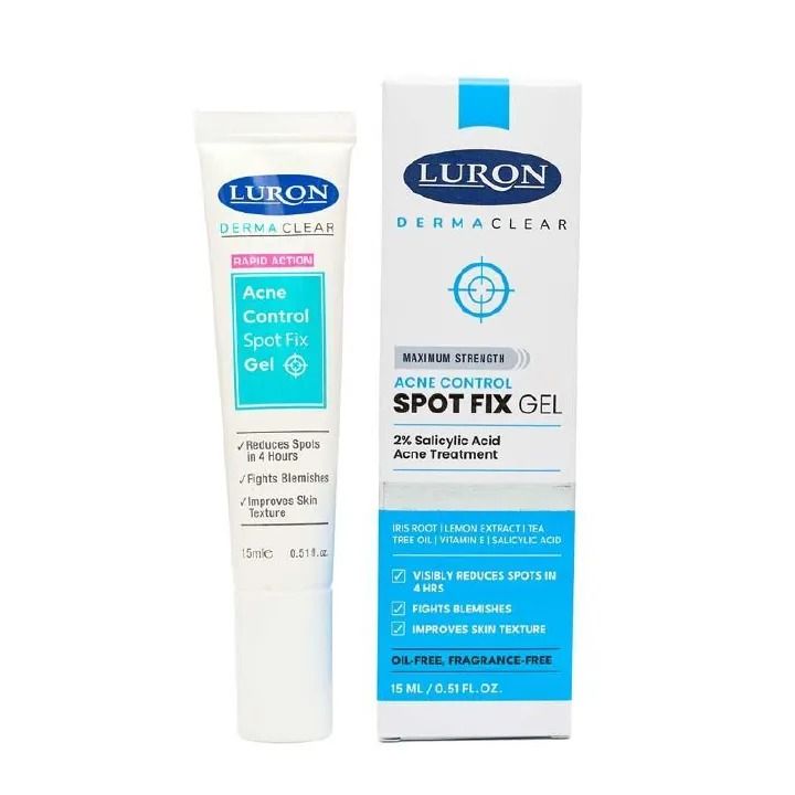 Luron Derma Clear Acne Contol Fix Gel 2% Salicylic Acid Acne Treatment Visibly reduces Spots, Fights Blemishes,Improves Skin Texture