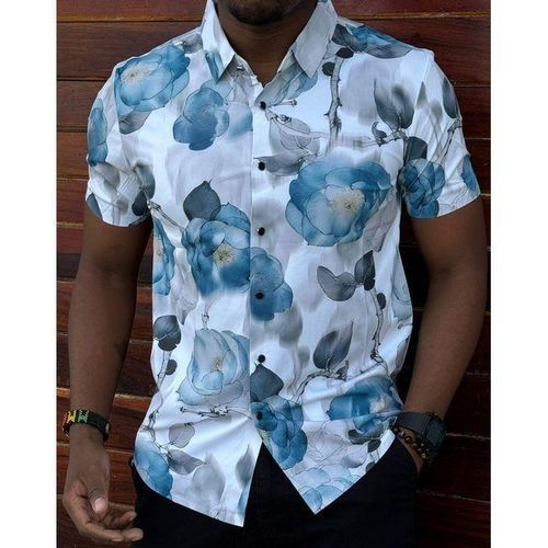 M1 pack of Men classy Casual Shirt Floral Button Down Short Sleeve Shirts- Short sleeve