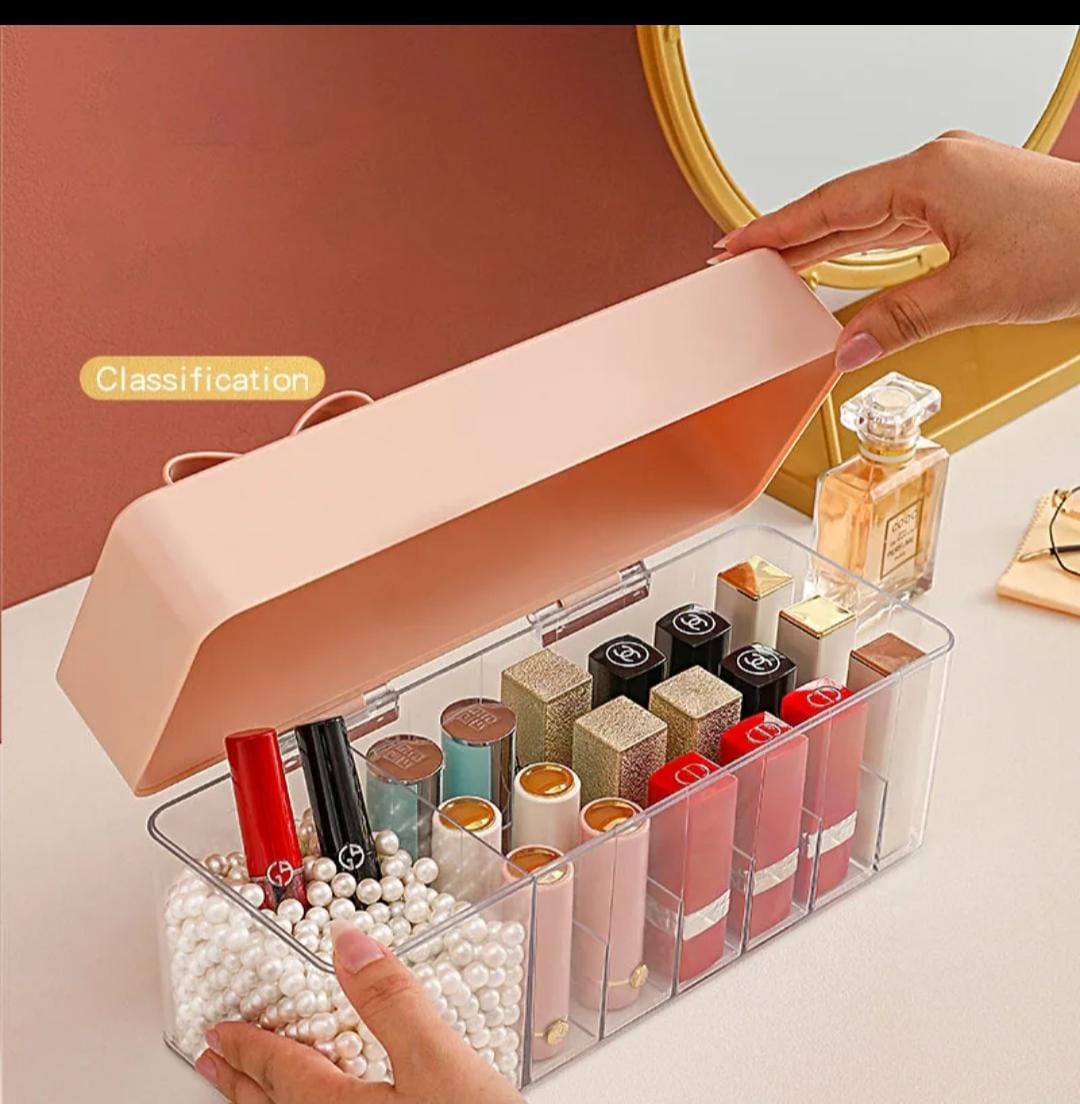 Transparent Lipstick Storage Box Makeup Organizer Cosmetic Holder Makeup Tools Storage Pearls Box Brush Accessory Organizer Box