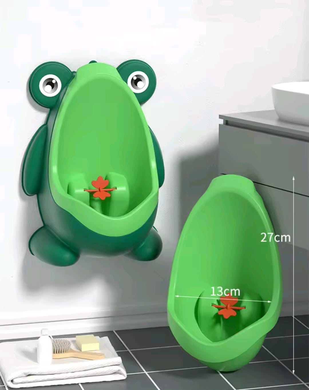Kids Urinal Pee Bathroom Trainer Baby Boys Standing Potty Frog Shape Wall-Mounted Hook Vertical Urinals Toilet Training For Children