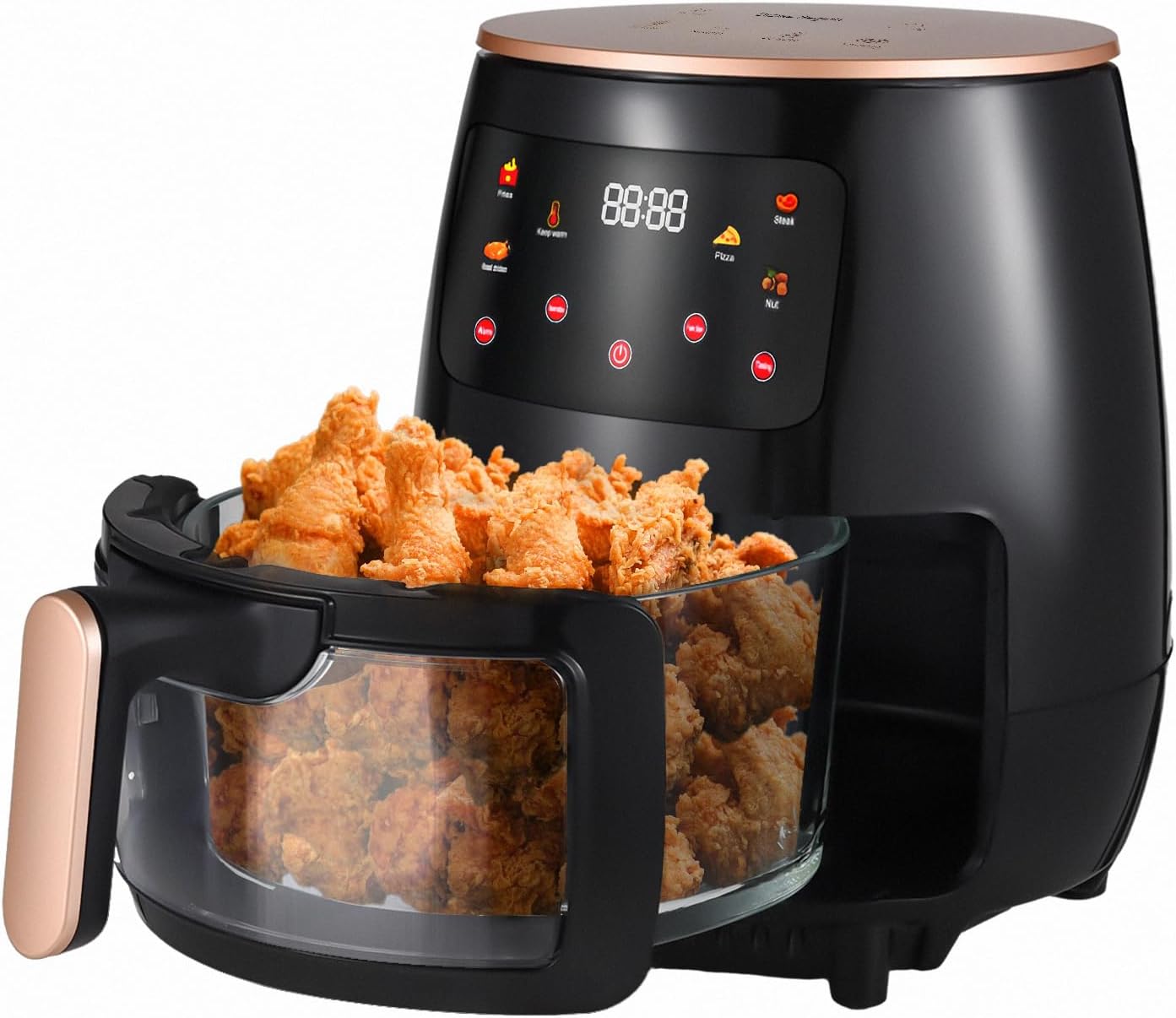 8.0L Air Fryer Oil Free, Smart Touch LCD Screen Display Air Fryer Cooker, 2400W Multifunction Health Deep Fryer for Fries Pizza Cake Toast Fish