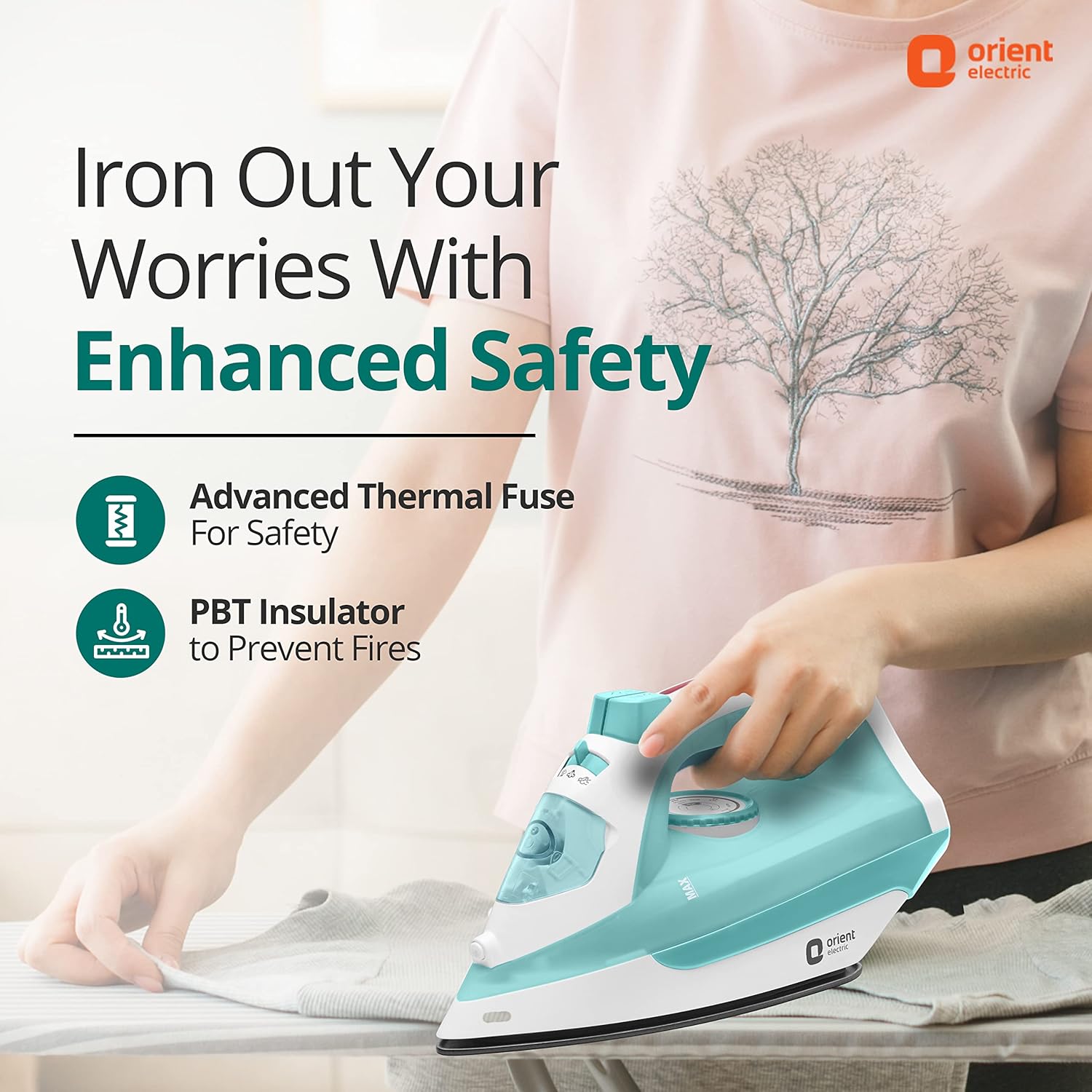 Steam Electric iron | 2000W Steam iron (Press)| Non-stick Soleplate | 360-degree swivel cord| U-shaped heating element| Vertical & Horizontal Ironing| | ISI certified