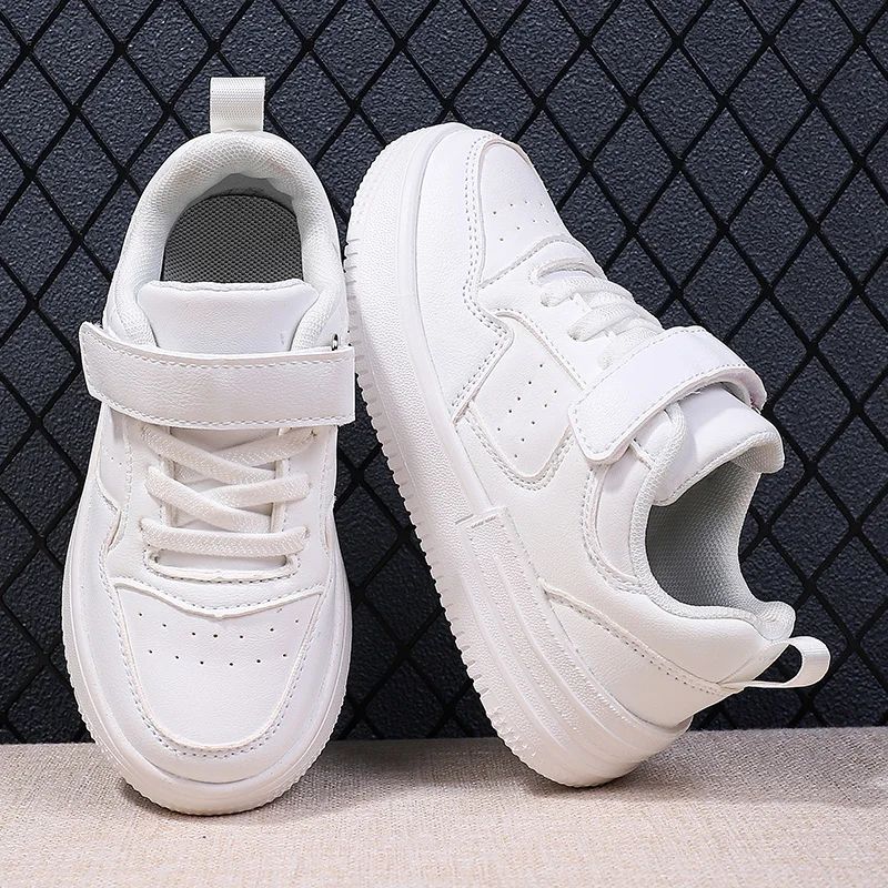 Fashion flat leather sneakers with breathable mesh for outdoor activities comfortable and suitable for tennis. Cool skate shoes for kids