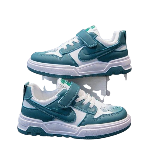 Fashion flat leather sneakers with breathable mesh for outdoor activities comfortable and suitable for tennis. Cool skate shoes for kids