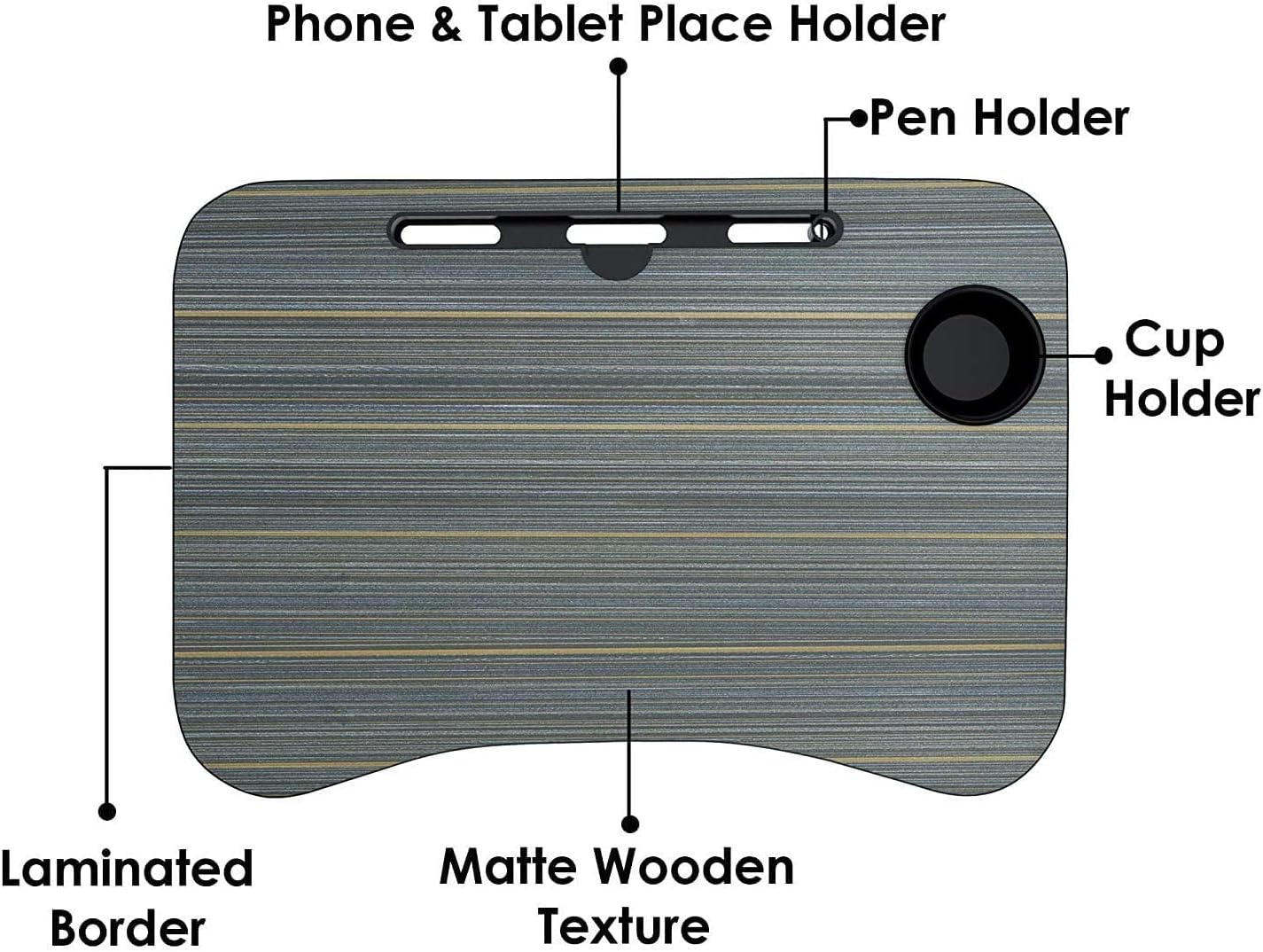 Metal Smart Multipurpose Foldable Laptop Table With Cup Holder, Study Table, Bed Table, Breakfast Table, Foldable And Portable/Ergonomic & Rounded Edges/Non-Slip
