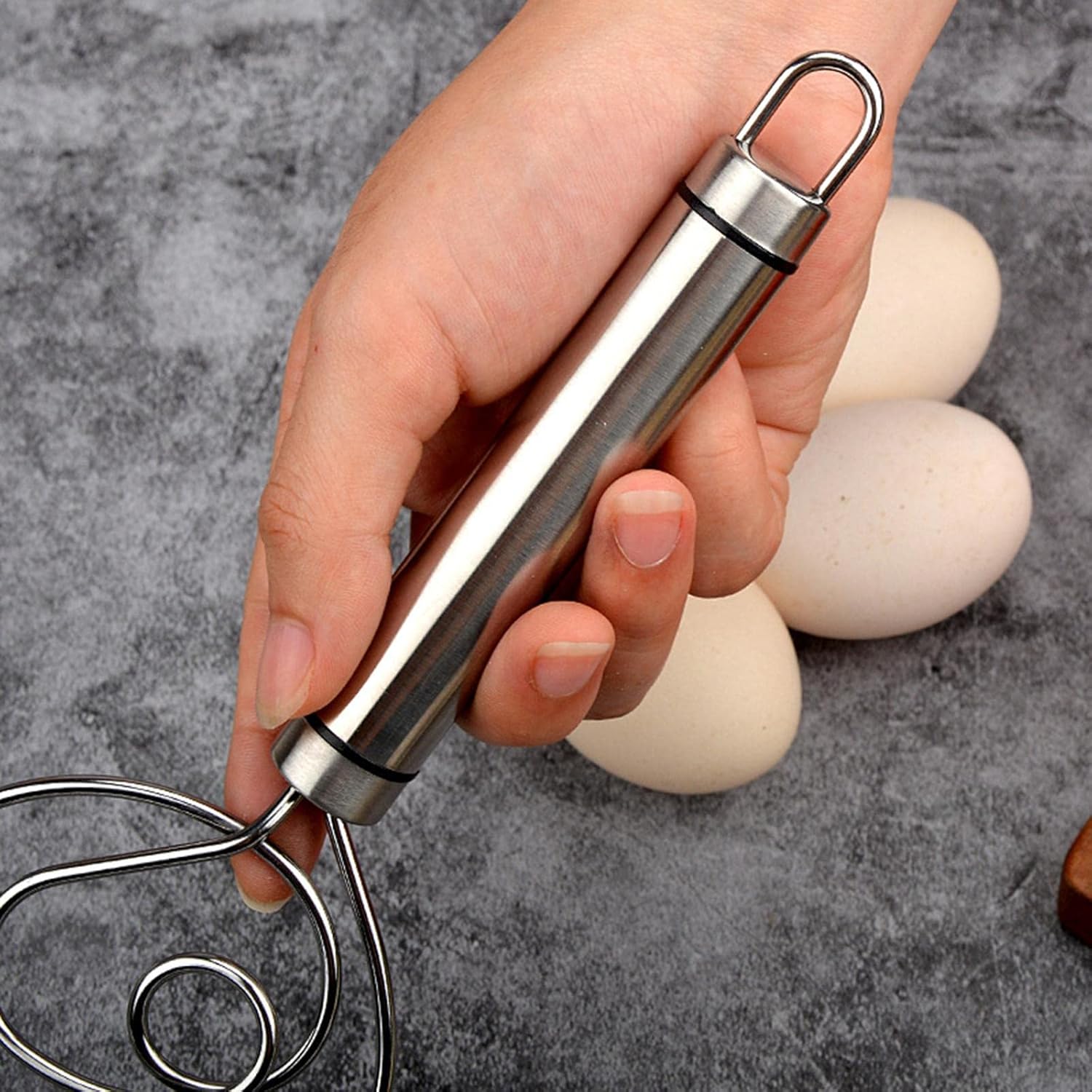 Dough Whisk Stainless Steel Pastry Blender Whisks for Cooking, Dutch Style Bread Whisk Dough Mixer Hand Tool for Bread Batter Cake Pastry, Silver